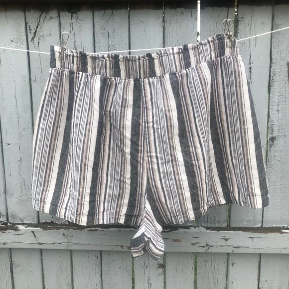 Knox Rose Women’s Linen Striped Paperbag Shorts With Tie Belt Size XXL - Picture 5 of 5